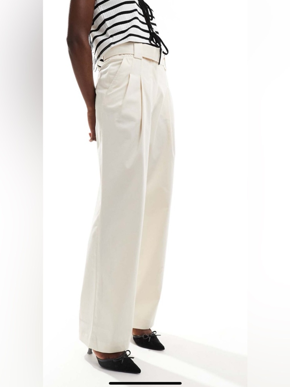 Mango belted tailored pants in beige